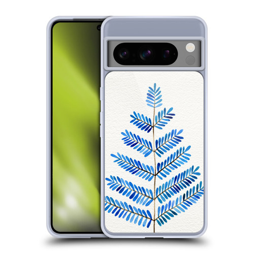 Cat Coquillette Nature Leaflets Blue Soft Gel Case for Google Pixel 8 Pro