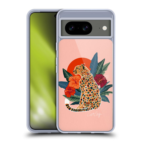 Cat Coquillette Tropical Wildlife Cheetah And Hibiscus Soft Gel Case for Google Pixel 8