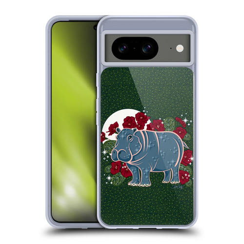 Cat Coquillette Tropical Wildlife Hippo And African Violet Soft Gel Case for Google Pixel 8