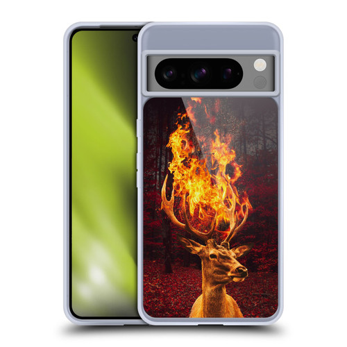 Dave Loblaw Animals Fire Deer Forest Soft Gel Case for Google Pixel 8 Pro