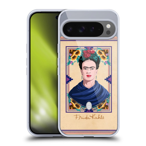 Frida Kahlo Portrait Blue Soft Gel Case for Google Pixel 9 Pro XL