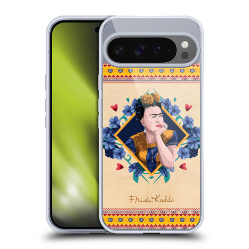 Frida Kahlo Portrait Indigo Soft Gel Case for Google Pixel 9 Pro XL