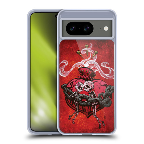 David Lozeau Colourful Grunge Skull With Heart Soft Gel Case for Google Pixel 8