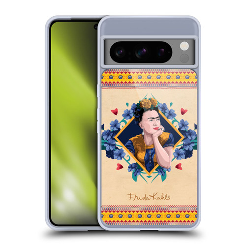Frida Kahlo Portrait Indigo Soft Gel Case for Google Pixel 8 Pro