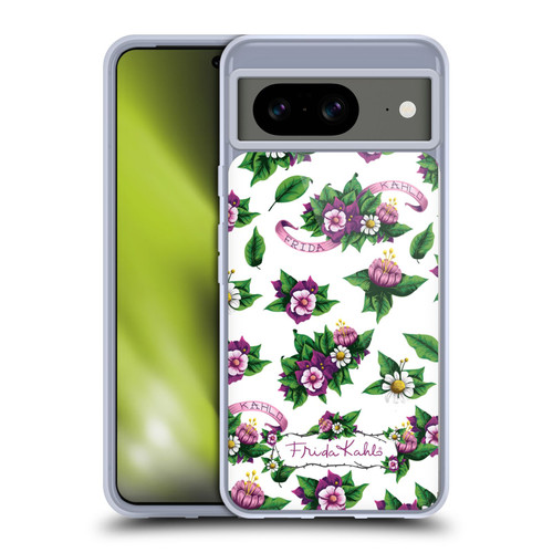 Frida Kahlo Purple Florals Pattern Soft Gel Case for Google Pixel 8