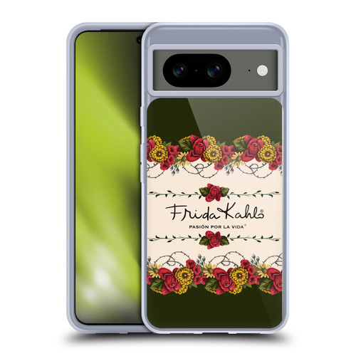 Frida Kahlo Red Florals Border Soft Gel Case for Google Pixel 8