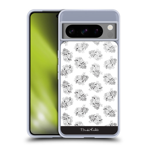 Frida Kahlo Typography White Heart Soft Gel Case for Google Pixel 8 Pro