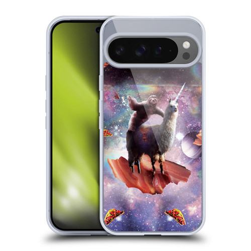 Random Galaxy Space Llama Outer Space Sloth & Bacons Soft Gel Case for Google Pixel 9 Pro XL