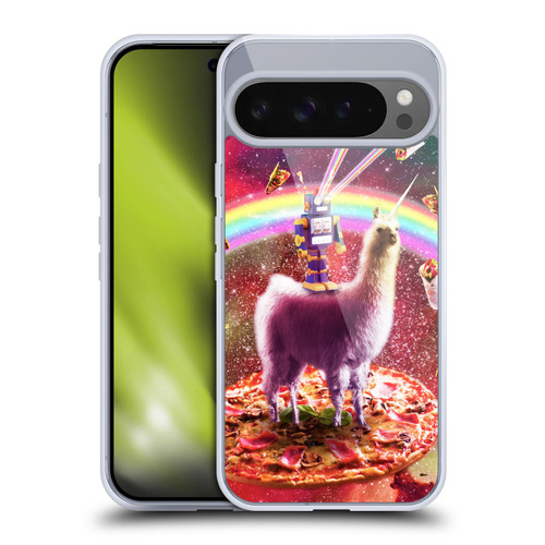 Random Galaxy Space Llama Robot & Pizza Soft Gel Case for Google Pixel 9 Pro XL