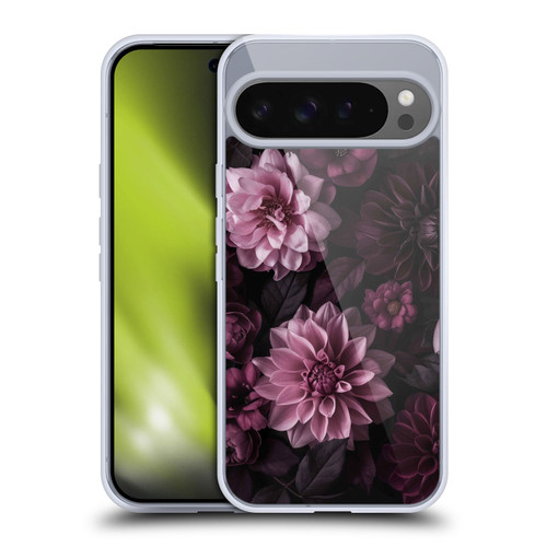 LebensArt Birds And Floral Dark Moody Dahlias And Peonies Soft Gel Case for Google Pixel 9 Pro XL