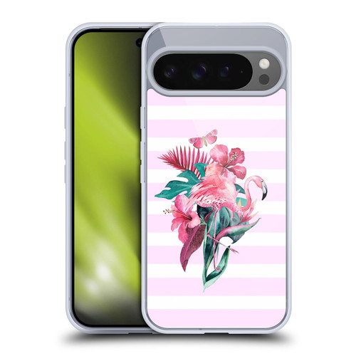 LebensArt Birds And Floral Flamingo Summer Vibe Pink Soft Gel Case for Google Pixel 9 Pro XL