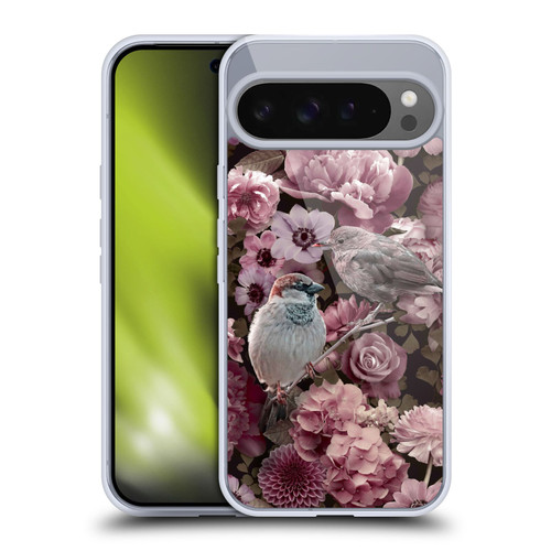 LebensArt Birds And Floral Sparrows In Blush Pink Soft Gel Case for Google Pixel 9 Pro XL