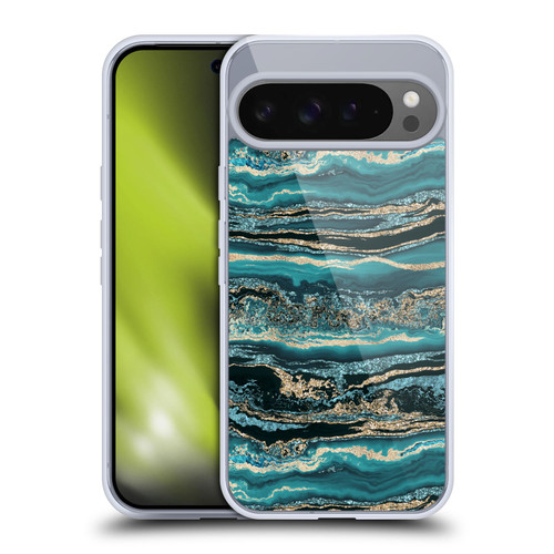 LebensArt Gemstone Marble Luxury Turquoise Soft Gel Case for Google Pixel 9 Pro XL