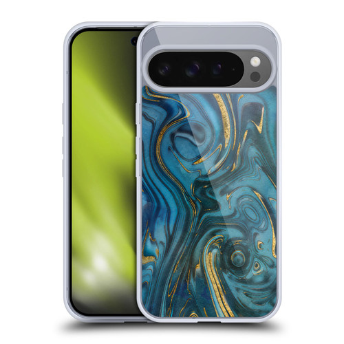 LebensArt Geo Liquid Marble Cerulean Dreams Soft Gel Case for Google Pixel 9 Pro XL