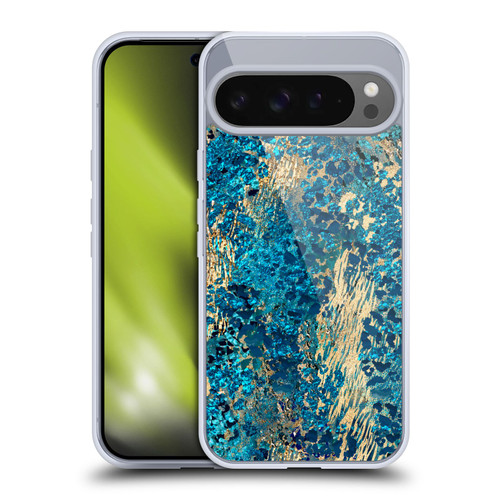 LebensArt Geo Liquid Marble Teal Jungle Soft Gel Case for Google Pixel 9 Pro XL