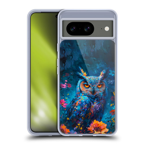 Haroulita Mix Art Animals Owl In Flowers Soft Gel Case for Google Pixel 8