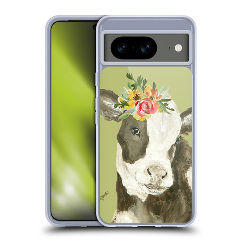 Haley Bush Floral Painting Holstein Cow Soft Gel Case for Google Pixel 8