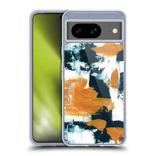 Haley Bush Pattern Painting Abstract Navy Gold White Soft Gel Case for Google Pixel 8