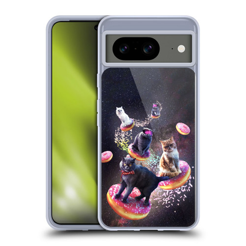 Random Galaxy Animals Space Cats Riding Donuts Soft Gel Case for Google Pixel 8