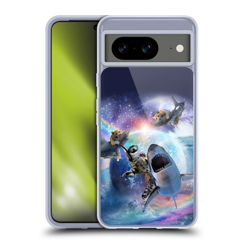 Random Galaxy Animals Space Cat Riding Shark Soft Gel Case for Google Pixel 8