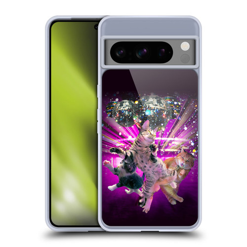Random Galaxy Animals Disco Dancing Cat Soft Gel Case for Google Pixel 8 Pro