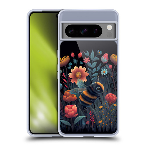 JK Stewart Art Bee And Colorful Flowers Soft Gel Case for Google Pixel 8 Pro