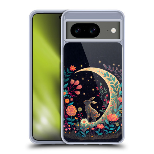 JK Stewart Key Art Rabbit On Crescent Moon Soft Gel Case for Google Pixel 8
