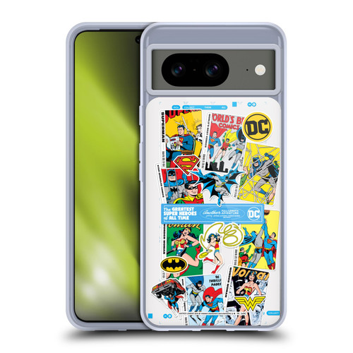 Justice League DC Comics 90th Anniversary Sticker Collage Soft Gel Case for Google Pixel 8