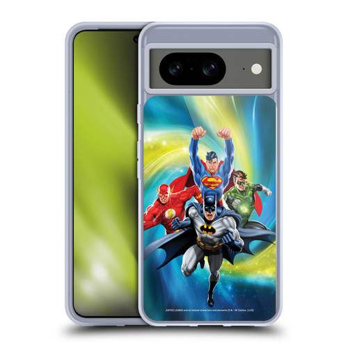 Justice League DC Comics Airbrushed Heroes Galaxy Soft Gel Case for Google Pixel 8