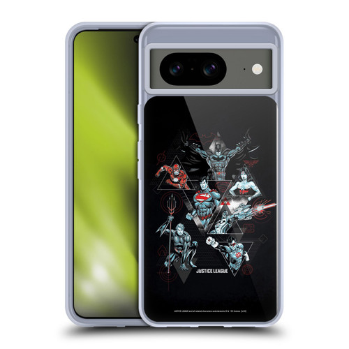 Justice League DC Comics Dark Electric Graphics Heroes Triangle Soft Gel Case for Google Pixel 8