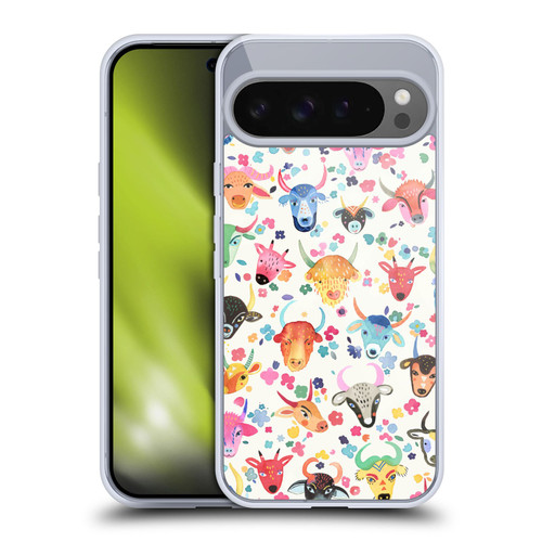 Ninola Watercolor Patterns Cute Ox Farm Soft Gel Case for Google Pixel 9 Pro XL