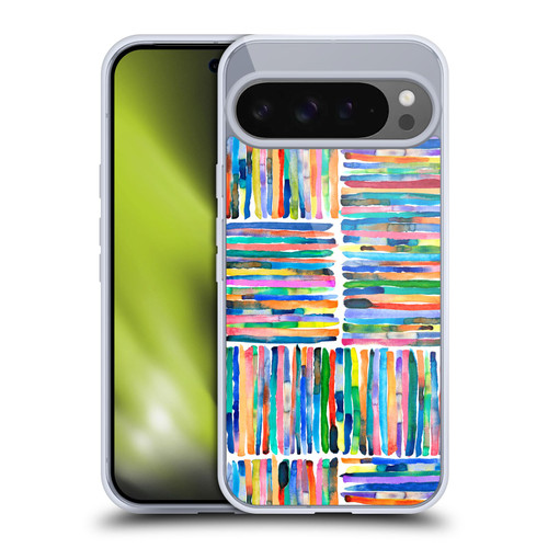 Ninola Watercolor Patterns Handpainted Stripes Soft Gel Case for Google Pixel 9 Pro XL