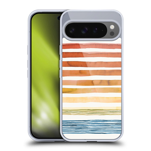 Ninola Watercolor Patterns Stripes Sunset Summer Soft Gel Case for Google Pixel 9 Pro XL