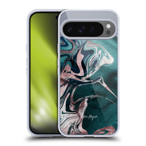 Nature Magick Luxe Gold Marble Metallic Teal Soft Gel Case for Google Pixel 9 Pro XL