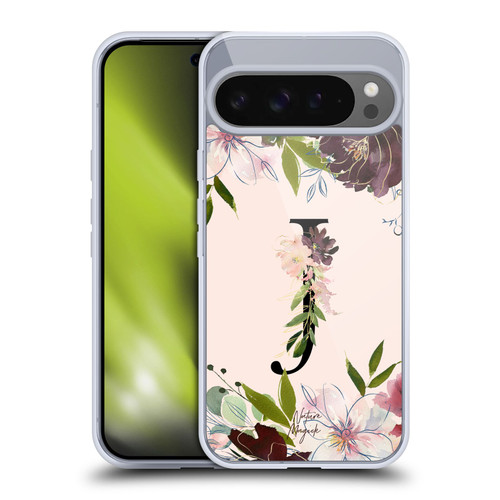 Nature Magick Rose Gold Flowers Monogram 1 Letter J Soft Gel Case for Google Pixel 9 Pro XL