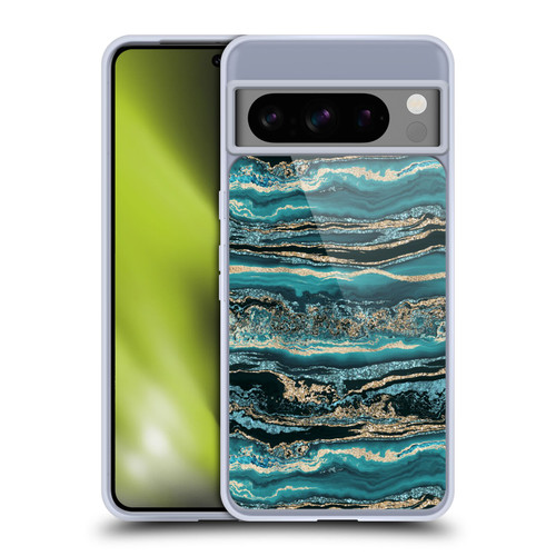 LebensArt Gemstone Marble Luxury Turquoise Soft Gel Case for Google Pixel 8 Pro