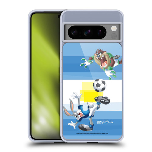Looney Tunes Flag Graphics Argentina Taz & Bugs Bunny Soft Gel Case for Google Pixel 8 Pro