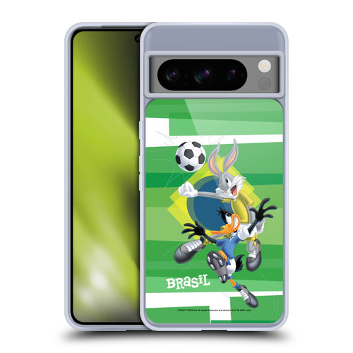 Looney Tunes Flag Graphics Brazil Bugs Bunny & Daffy Soft Gel Case for Google Pixel 8 Pro