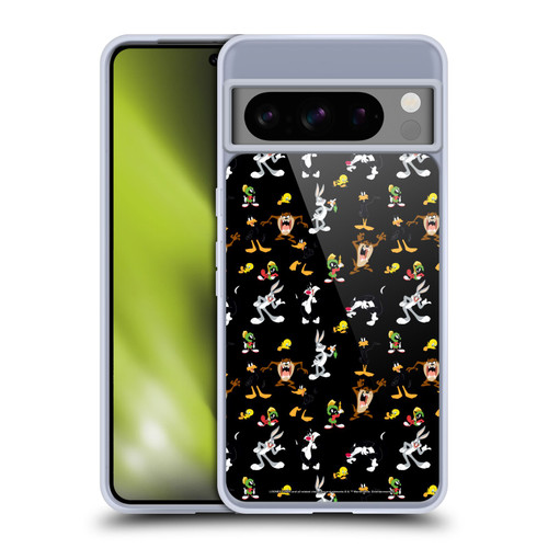 Looney Tunes Patterns Black Soft Gel Case for Google Pixel 8 Pro