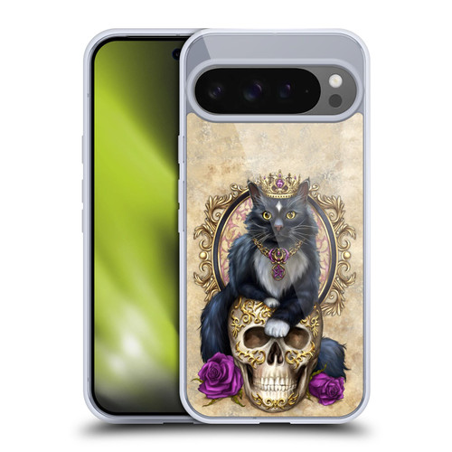 Selina Fenech Art Gothic Cat On Skull & Roses Soft Gel Case for Google Pixel 9 Pro XL
