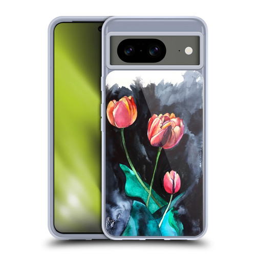 Mai Autumn Floral Blooms Tulips On Dark Soft Gel Case for Google Pixel 8