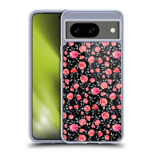 Micklyn Le Feuvre Florals Roses on Black Soft Gel Case for Google Pixel 8