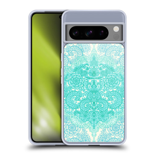 Micklyn Le Feuvre Floral Patterns Mint Green And Aqua Soft Gel Case for Google Pixel 8 Pro