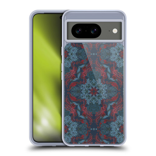 Micklyn Le Feuvre Mandala Fancy Navy Blue and Red Soft Gel Case for Google Pixel 8