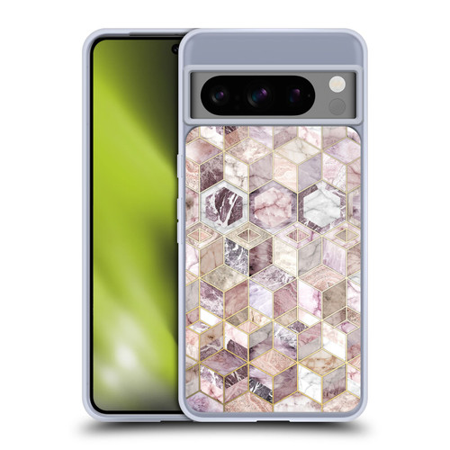 Micklyn Le Feuvre Marble Patterns Blush Quartz Honeycomb Soft Gel Case for Google Pixel 8 Pro