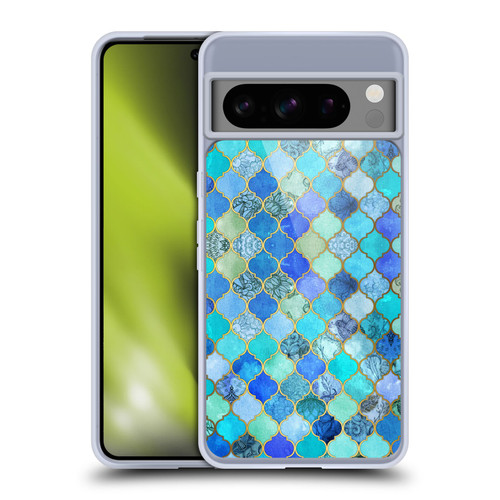 Micklyn Le Feuvre Moroccan Aqua and Gold Soft Gel Case for Google Pixel 8 Pro