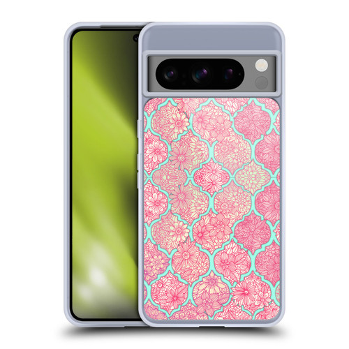 Micklyn Le Feuvre Moroccan Pink and Teal Soft Gel Case for Google Pixel 8 Pro