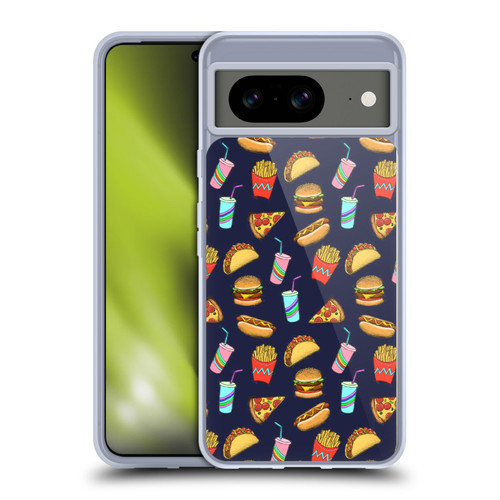 Micklyn Le Feuvre Patterns 2 Fast Food On Navy Soft Gel Case for Google Pixel 8