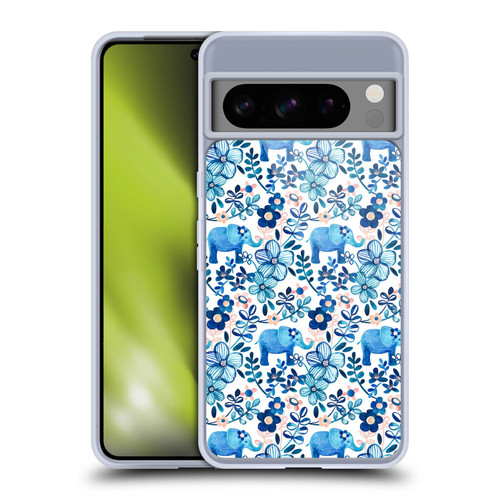 Micklyn Le Feuvre Patterns 2 Watercolour Floral Elephant Soft Gel Case for Google Pixel 8 Pro