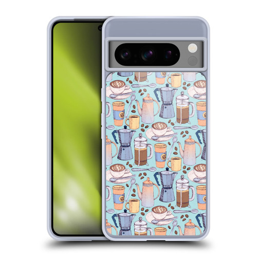 Micklyn Le Feuvre Patterns 2 Coffee Love On Blue Soft Gel Case for Google Pixel 8 Pro